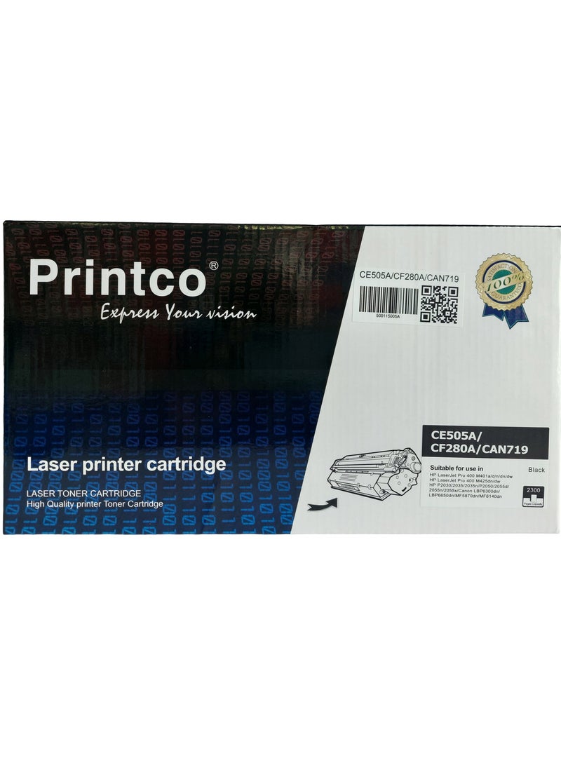 Printco Compatible HP Toner 05A/80A/719/720 Black Toner Cartridge | Works with HP LaserJet P2035, P2055 Series | CE505A/CF280A/Cartridge 719/Cartridge 720 Black Toner Cartridges Works with HP LaserJet Pro 400 M401 Series, HP LaserJet Pro 400 MFP M - Image 4